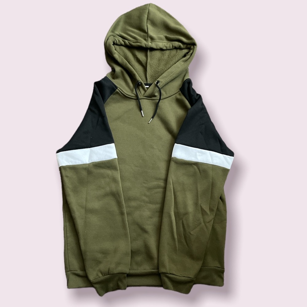 Green hoodie with black & white accents
